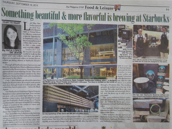 Philippine Star Clover brewing System Starbucks