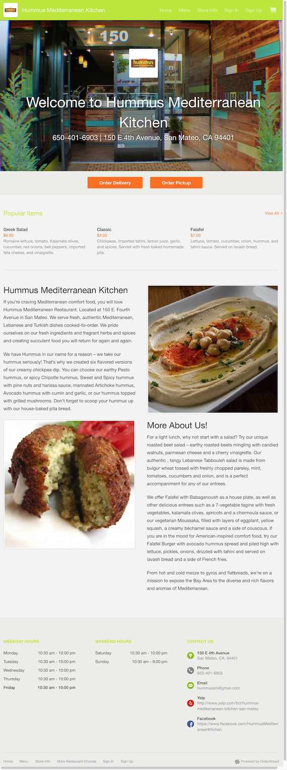 Hummus Mediterranean Kitchen- Mediterranean - Middle Eastern - Turkish Restaurant in San Mateo, CA - Order Online (20141024)