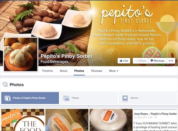 Pepitos pinoy sorbet facebook page