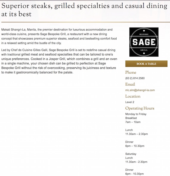 Sage Bespoke Grill shangrila Makati