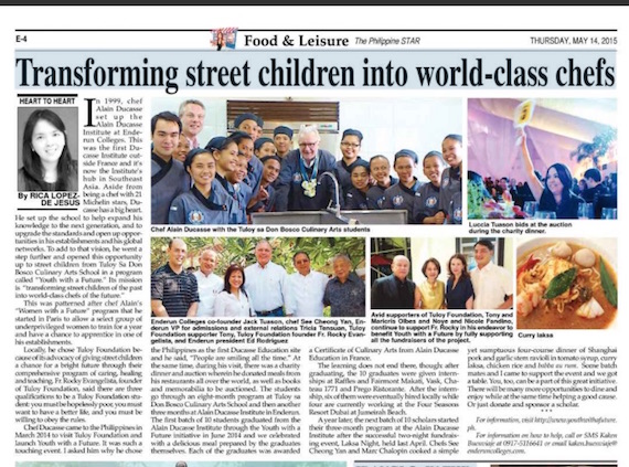 Transforming street children to world class chefs Philstar May 14 2015