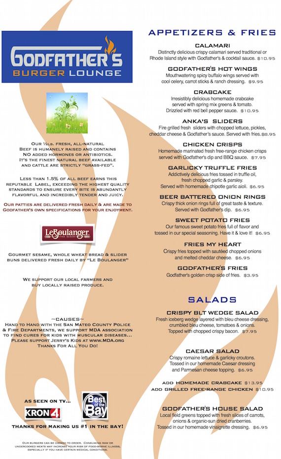 Godfathers burger lounge menu 1