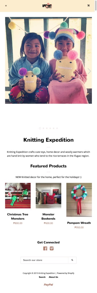 Knitting Expedition crafts cute toys, home decor and woolly warmers which are hand knit by women who tend to the rice terraces in the Ifugao region.