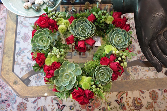 Valentines lunch Rustan flower shop heart wreath