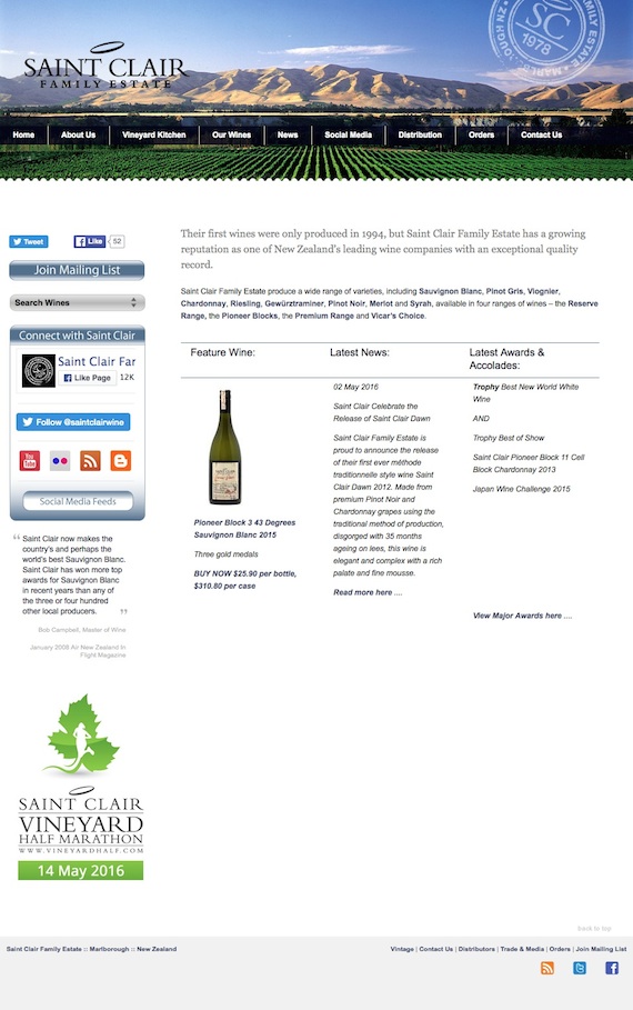 Saint Clair Family Estate is one of New Zealand’s leading wine companies. Saint Clair is one the world’s best Sauvignon Blanc producers.