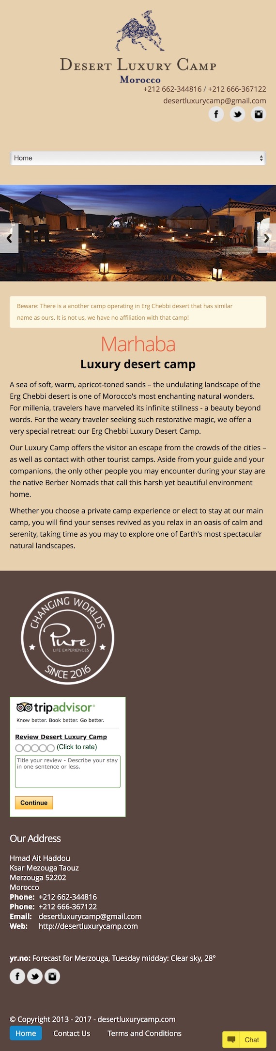 Desert Luxury Camp offers to see earth's most spectacular natural landscapes in Merzouga and Erg Chebbi from Morocco desert.