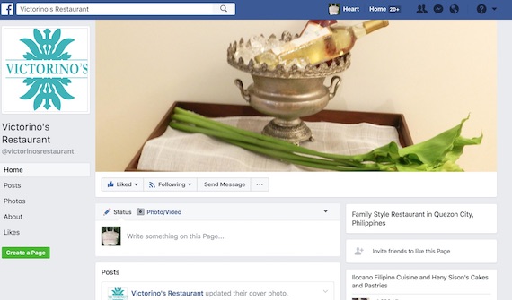 Victorino's restaurant facebook