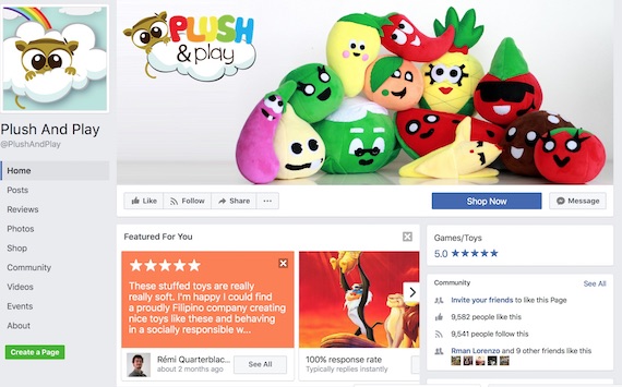 PLush and PLay FAcebook page