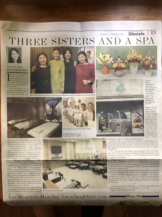 Toccare Spa philippine star leah dy