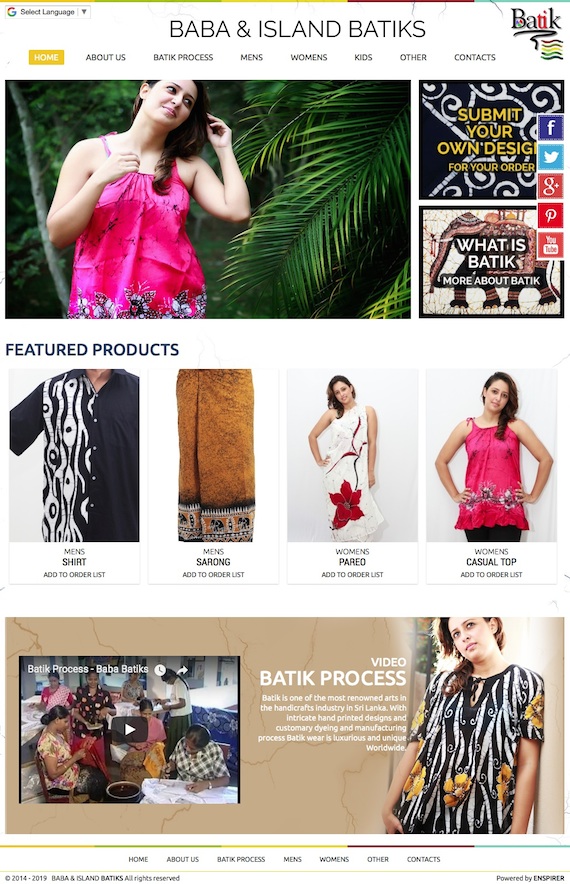 Baba & Island Batiks home  page