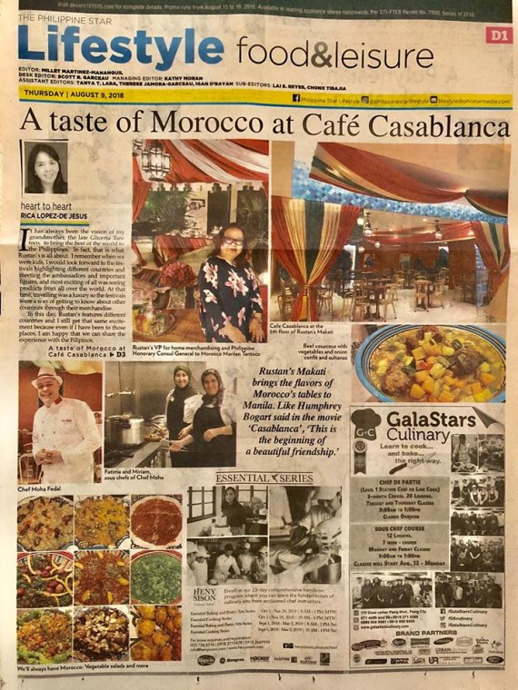 Cafe casablanca Rustans Mroccan festival Philippine Star heart2heart